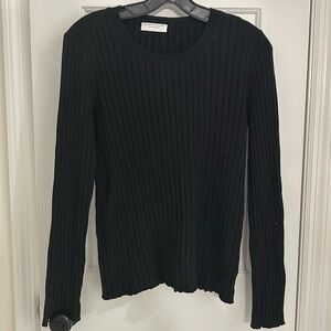 Majestic sparkly ribbed black glittery sweater